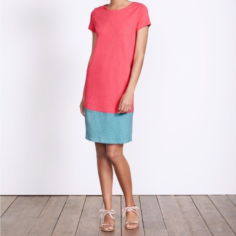 Boden Women’s Size 4L Coralie Colorblock Shift Dress Coral and Blue Jersey Dress